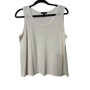 Eileen Fisher Silk Cream White Sleeveless Tank Top Sz Med